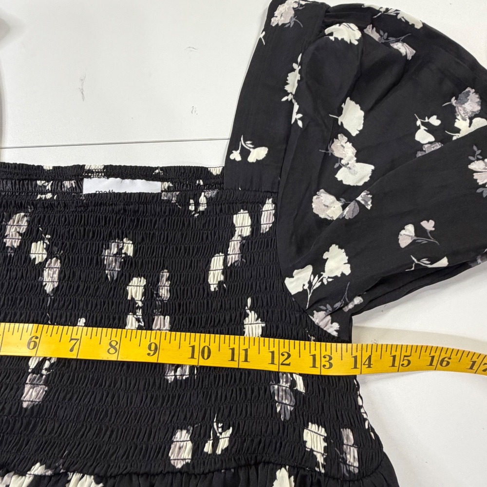 Motherhood Maternity Dress Women Medium Black Floral Smocked Square Neck Mini - Picture 9 of 13